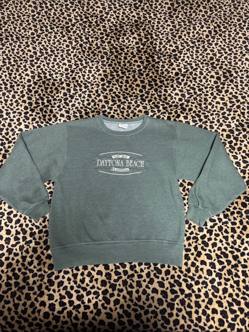 Daytona Beach S Graphic Crewneck Sweatshirt - Sage Green